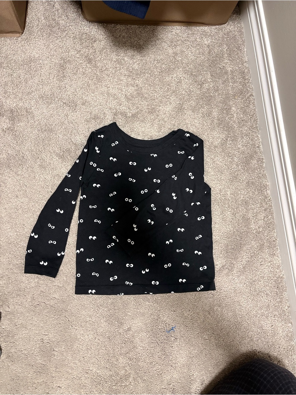 Joe Fresh Black Long Sleeve Tee with White Eye Print Allover
